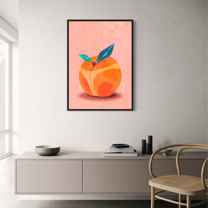 Ripe Peach Poster | Minimalist Art for Kitchen Decor | Fresh Fruit-Themed Wall Art