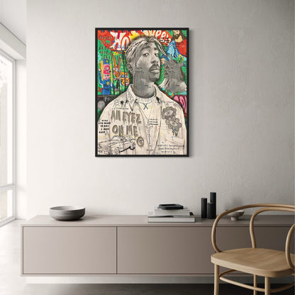 Abstraktes Street-Pop-Art-Poster | Tupac-Porträt | Graffiti-Wandkunst für die Wohnzimmerdekoration