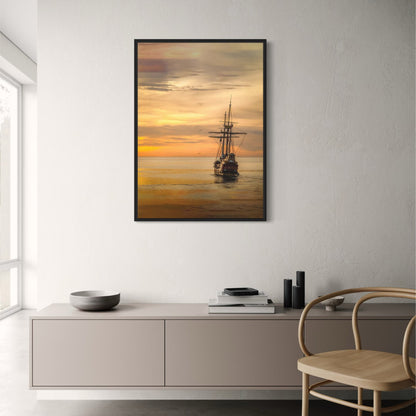 Schip in de Zonsondergang