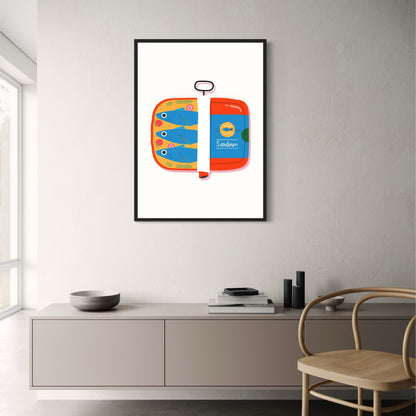 Sardinen-Poster | Kulinarische Illustration aus dem Jahr 1960 | Wandkunst für die Heimdekoration | Küchendruck