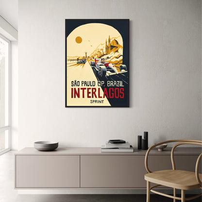 Interlagos Sprint Poster | GP von São Paulo | Formel-1-Renngeist | Brasilien-Rennstrecken-Kunst