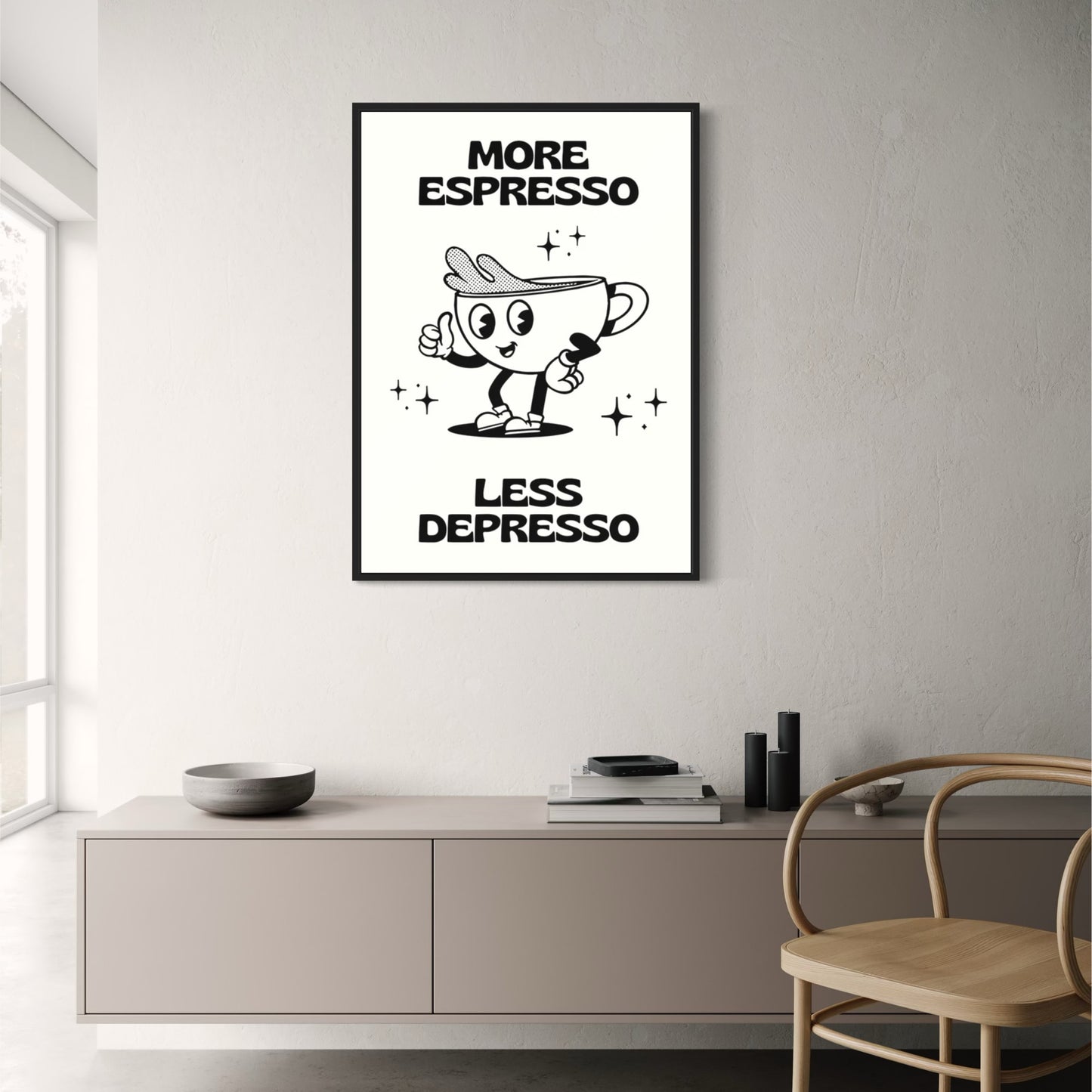 More Espresso Less Depresso | Vintage Cartoon | Pink Simplicity