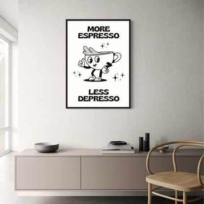 More Espresso Less Depresso | Vintage Cartoon | Pink Simplicity
