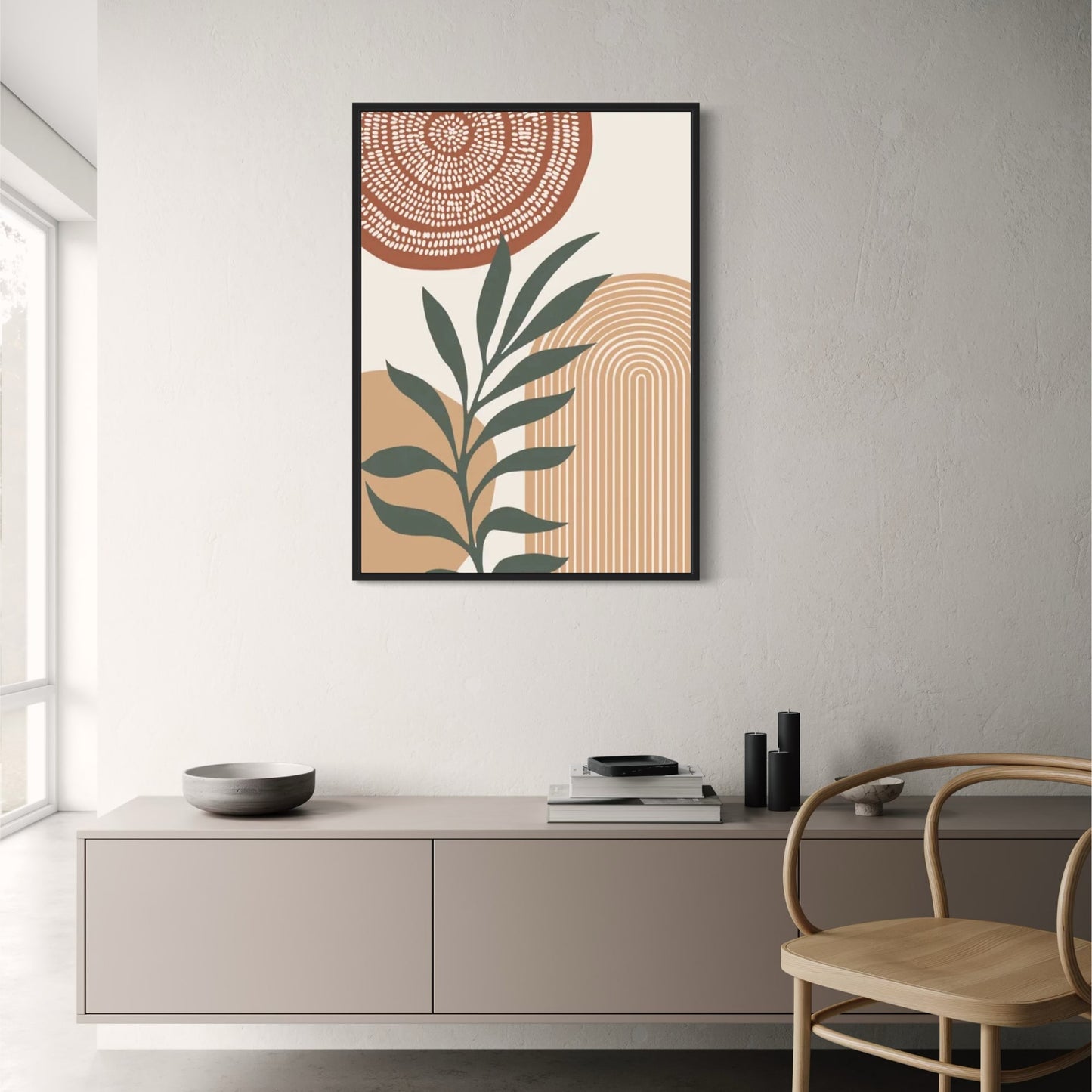 Earth Tones Leaves | Botanical Art Print | Nature Inspired Wall Decor | Modern Minimalist Poster | Home Decor | Neutral Color Palette