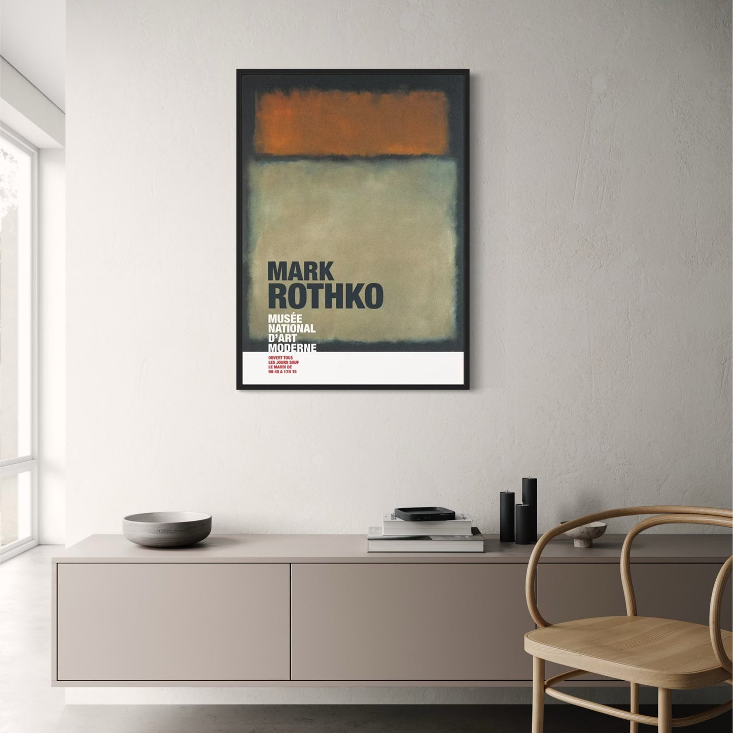 Mark Rothko Abstract | Creme & Red on Black | Modern Art