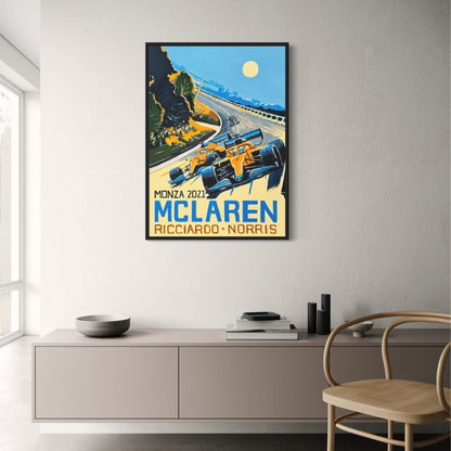 McLaren F1 Poster | Ricciardo & Norris | Sieg in Monza 2021 | Ikonische Formel 1 Momente