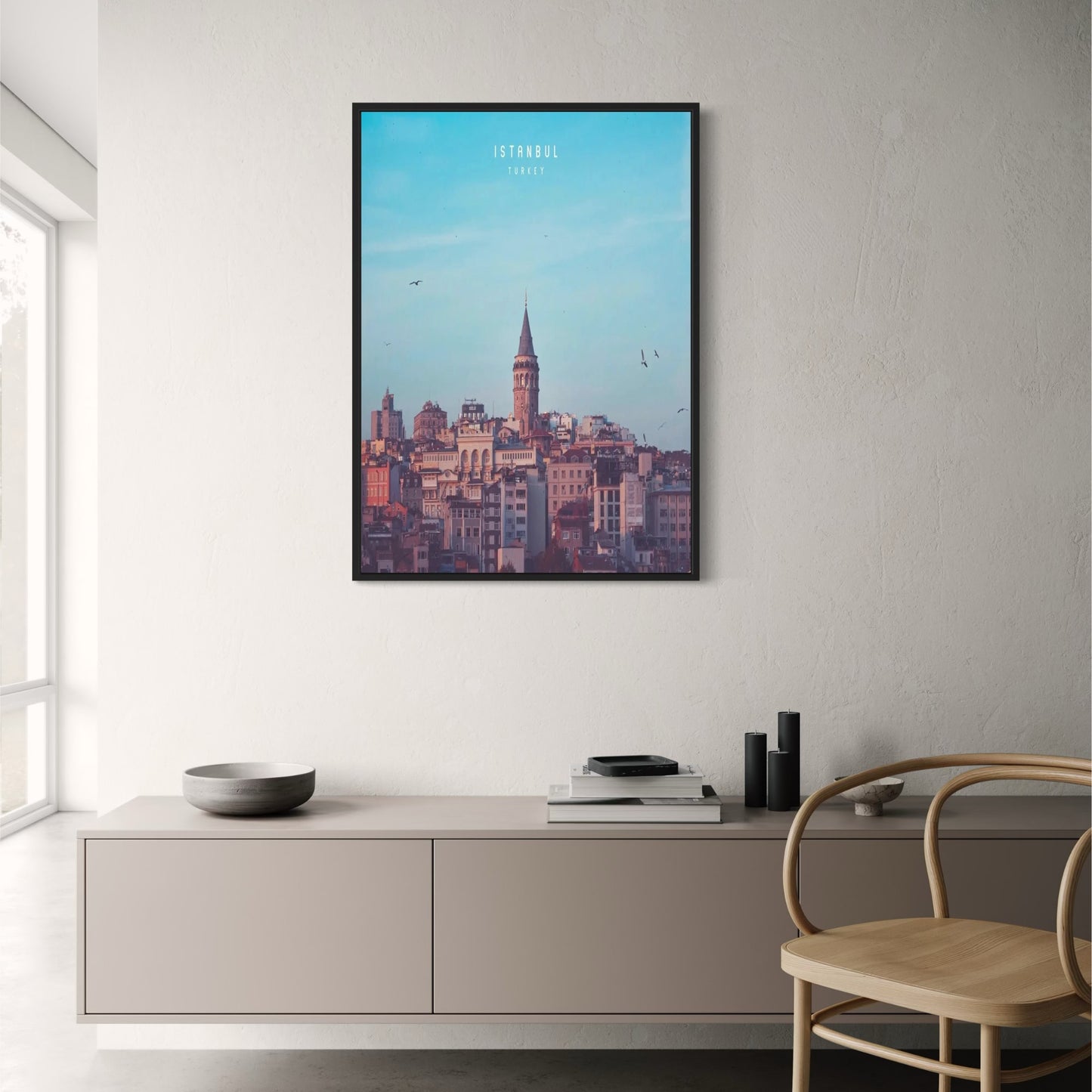 Poster Galataturm | Blick im Morgengrauen | Historisches Wahrzeichen | Skyline von Istanbul | Bezaubernde türkische Landschaftskunst | Reisedekor Türkei