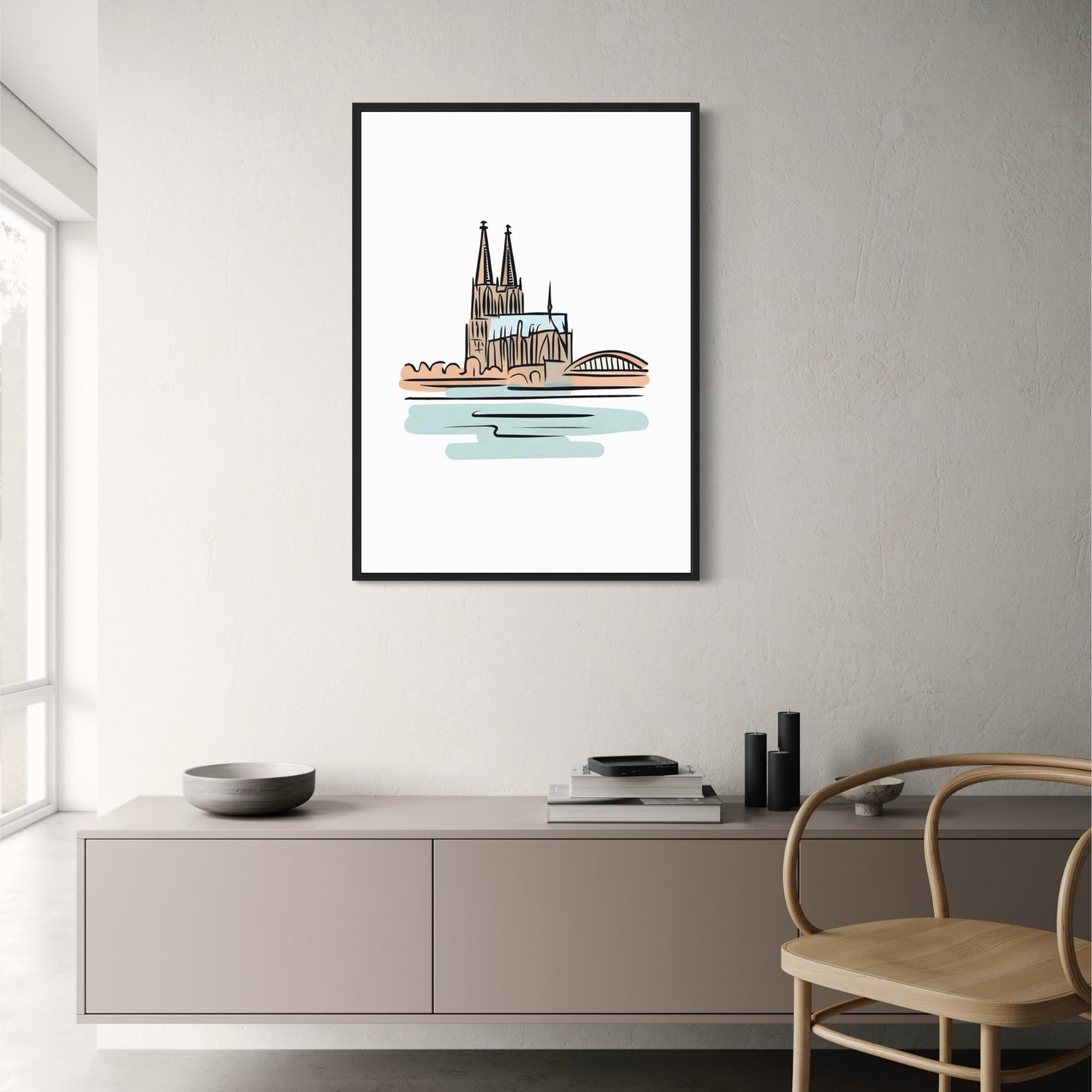 Cologne Cathedral Art Print | Minimalist Watercolor Poster | Iconic German Landmarks | Elegant Home Decor