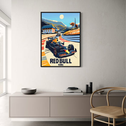 Formel-1-Rennplakat | Red Bull Ring | Motorsport-Wandkunst | Hochgeschwindigkeitsstrecken-Design | Wohndekor | Einzigartiges Geschenk