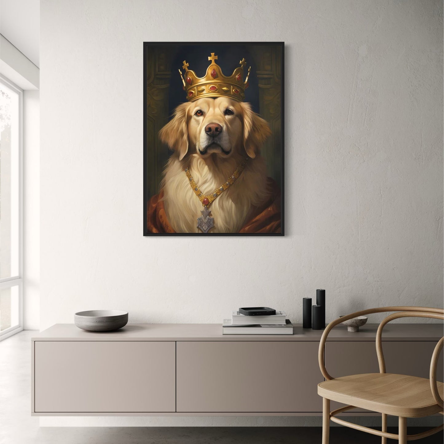 Kingly Domain Poster | Golden Retriever | Nobility and Elegance Under the Crown | Canine Art Decor