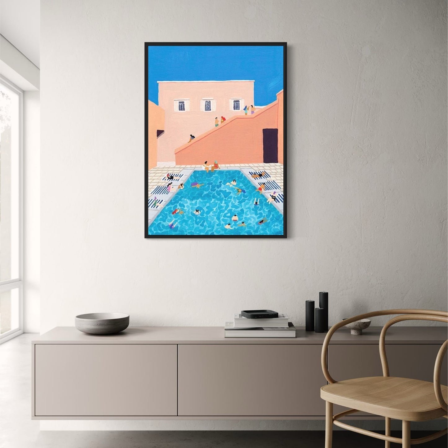 Afternoon at the Pool | Artistic Wall Poster | Modern Home Decor | Poolside Pastel Artwork | Relaxing Atmosphere | High-Quality Visual Art