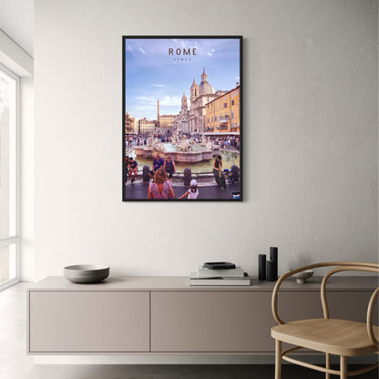 Piazza Navona | Rom | Italien | Genießen Sie barocke römische Plätze | Sozialer Treffpunkt mit atemberaubenden Brunnen | Lebhafte Rom-Poster