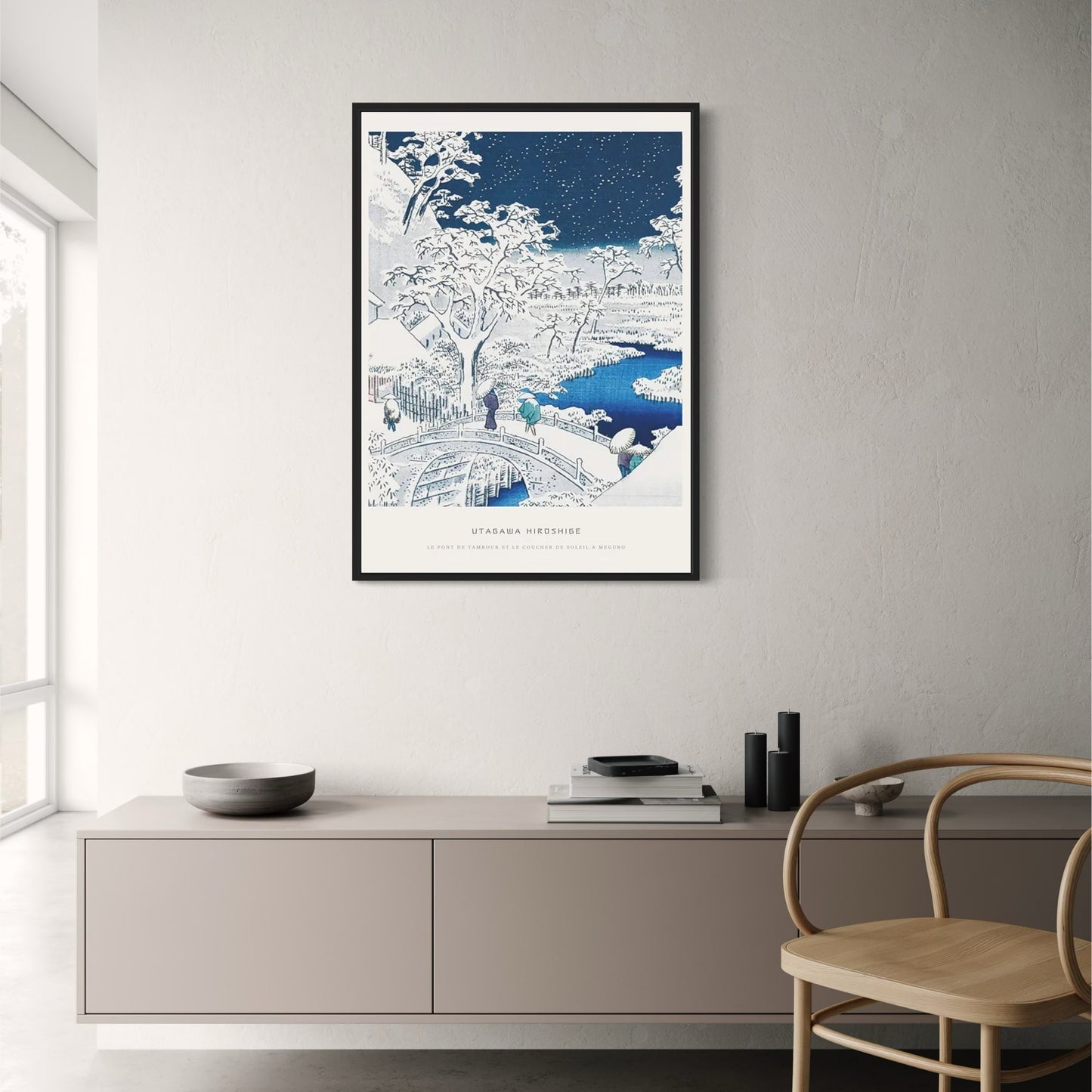 Hiroshige Ukiyo-e | Drumbrug bij Zonsondergang