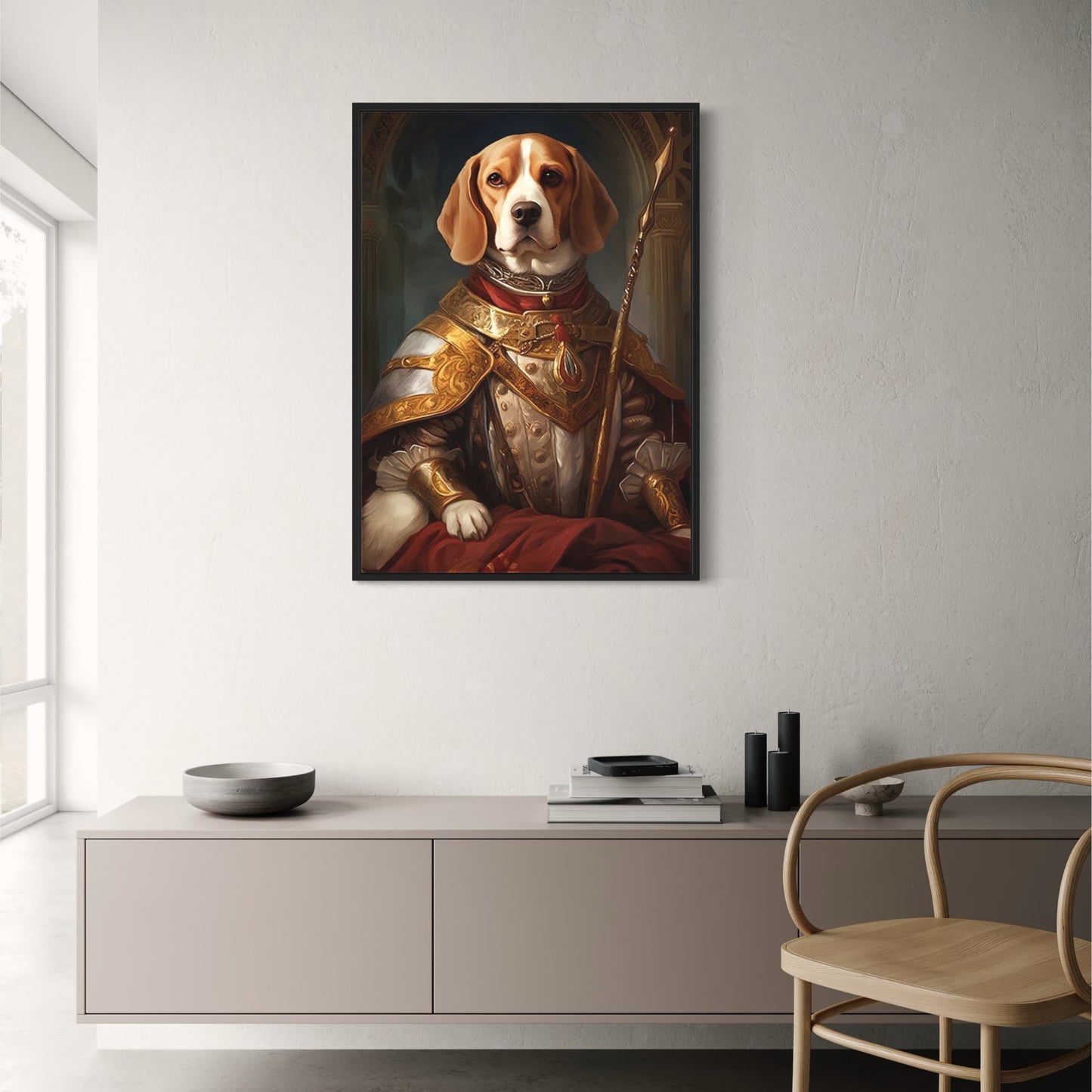 Beagle Poster | Noble Sentinel | Featuring Beagle Dog in Royal Garb | Decorative Artwork for Home Decor