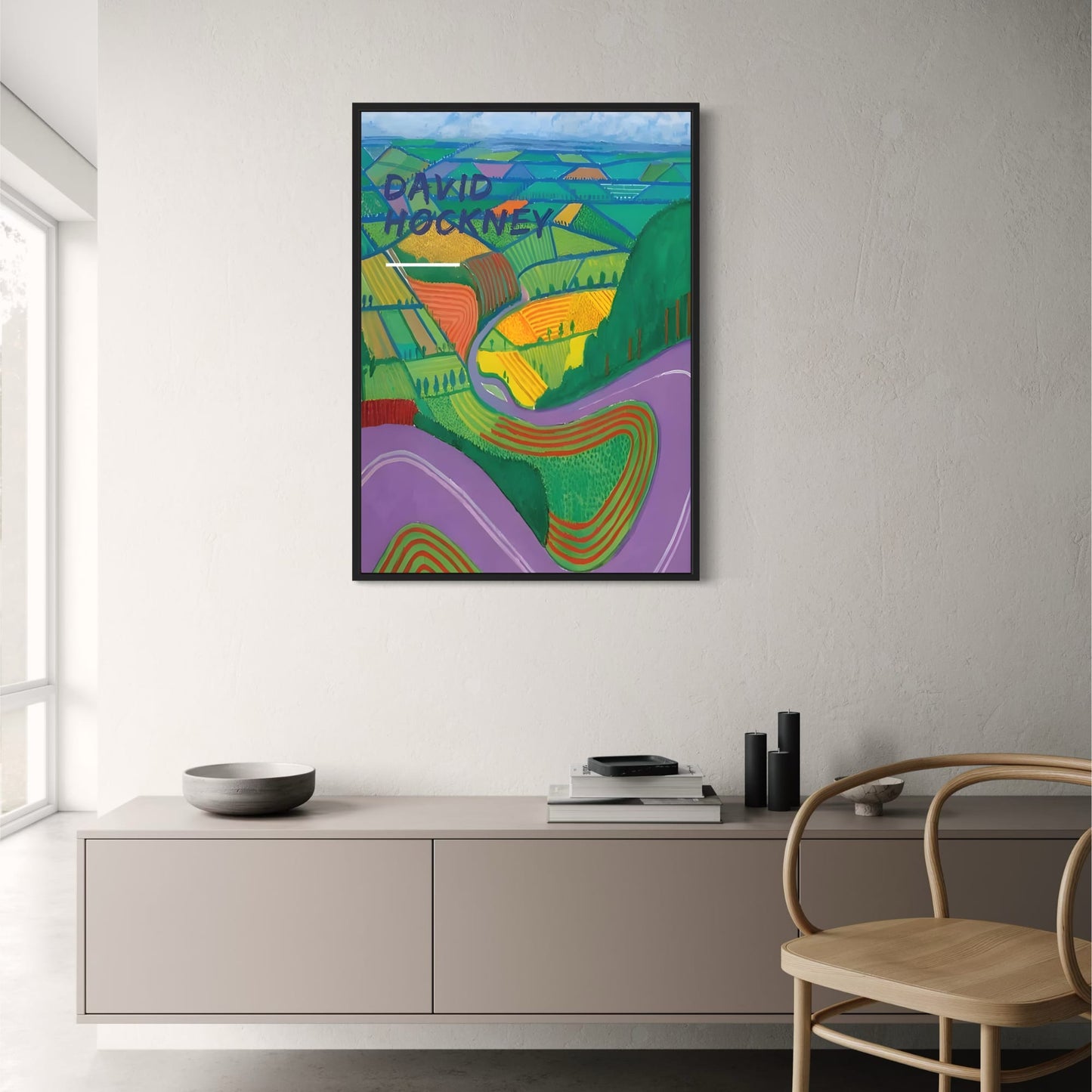 David Hockney | Paarse Wegen | Levendig Landschap
