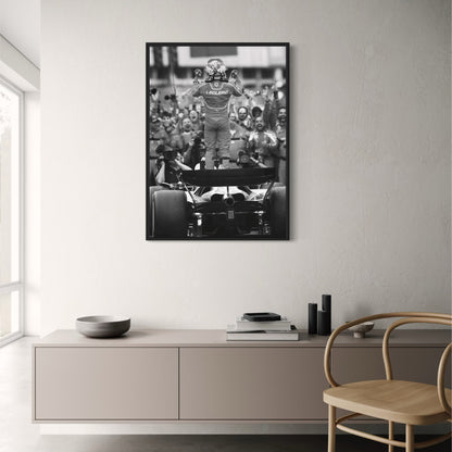 Schwarz-weißes Vintage-Poster des F1-Rennwagens von Monaco | Sportwagen-Wandkunst auf Leinwand | Bilder zur Heimdekoration