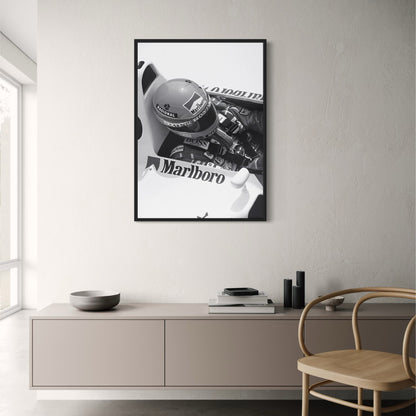 Vintage F1 Monaco Rennplakat | Schwarz-Weiß-Sportwagen-Fotoleinwand | Wand-Kunst-Dekor