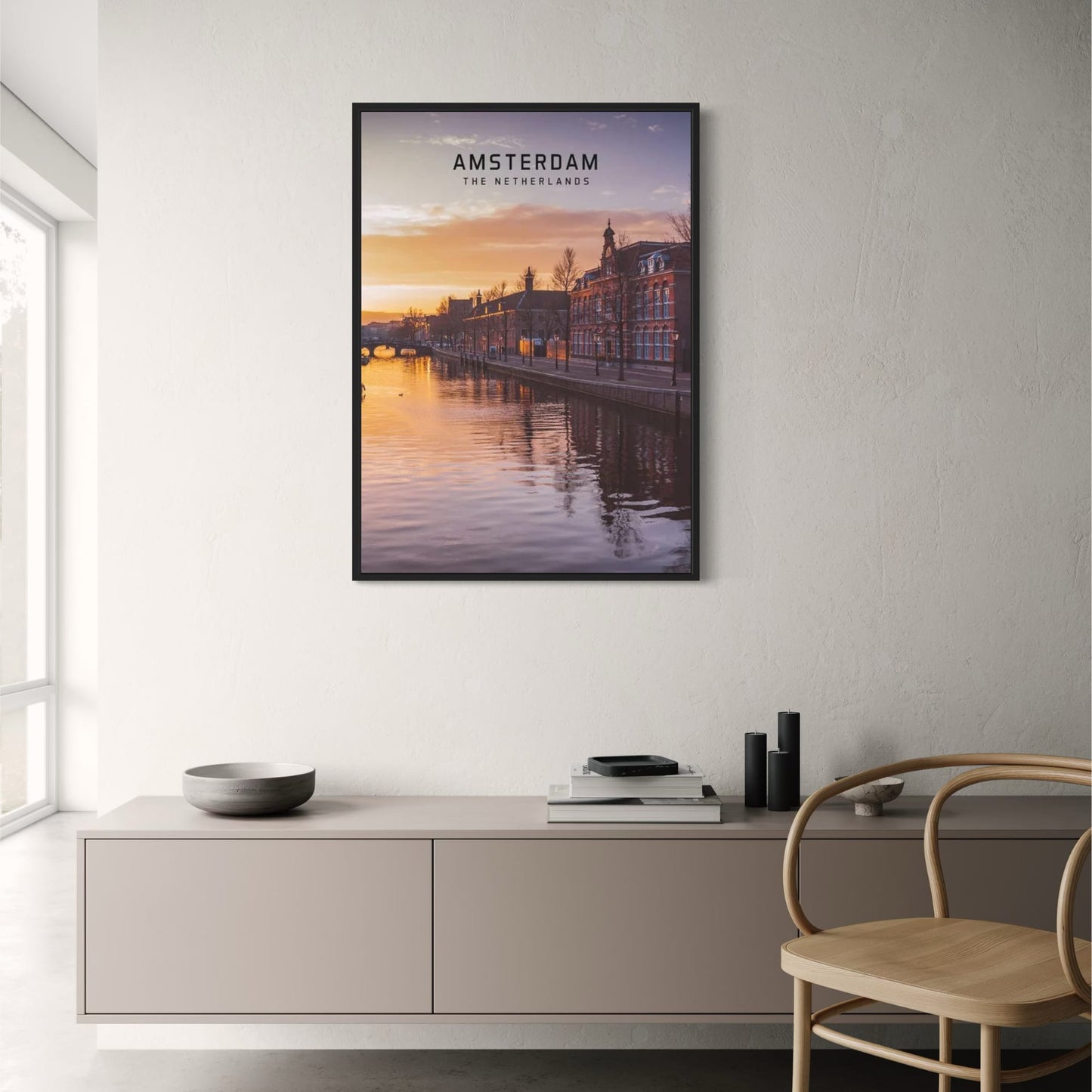 Amsterdam Sunset Poster | The Netherlands | Beautiful European Cities | Home Decor Artwork
