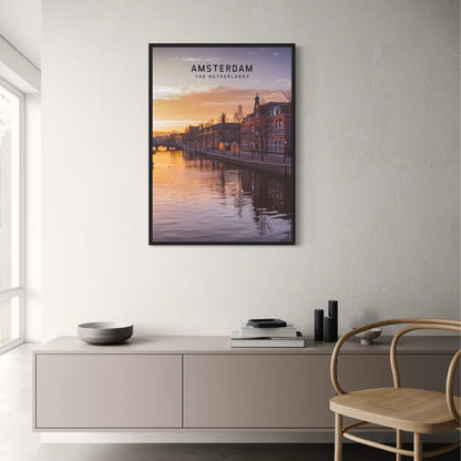 Amsterdam Sunset Poster | The Netherlands | Beautiful European Cities | Home Decor Artwork