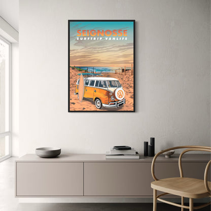 Surftrip Vanlife | Poster | Seignosse | France | The Adventurous Spirit of French Surfing Destinations | Wall Art Decor