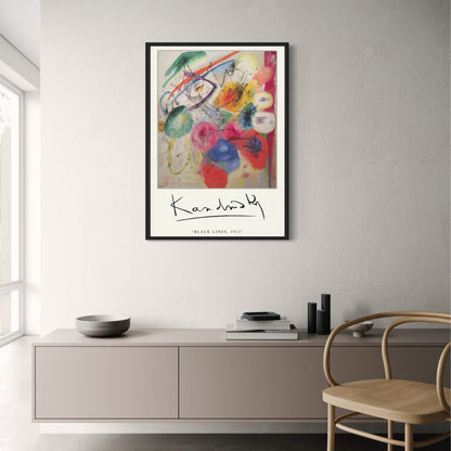 Schwarze Linien | Wassily Kandinsky | 1913 | Vintage-Kunstausstellungsplakat