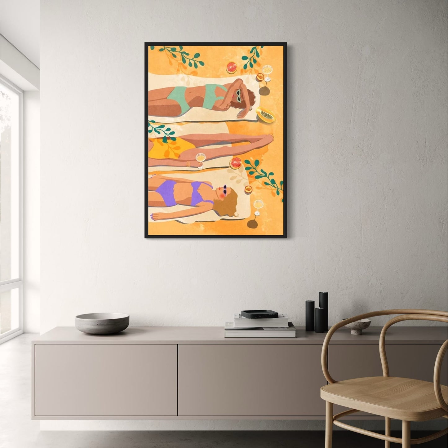 Summer Vibes | Beach and Fruit Poster | Colorful Wall Art | Relaxing Vacation Decor