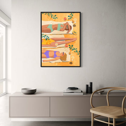 Summer Vibes | Beach and Fruit Poster | Colorful Wall Art | Relaxing Vacation Decor
