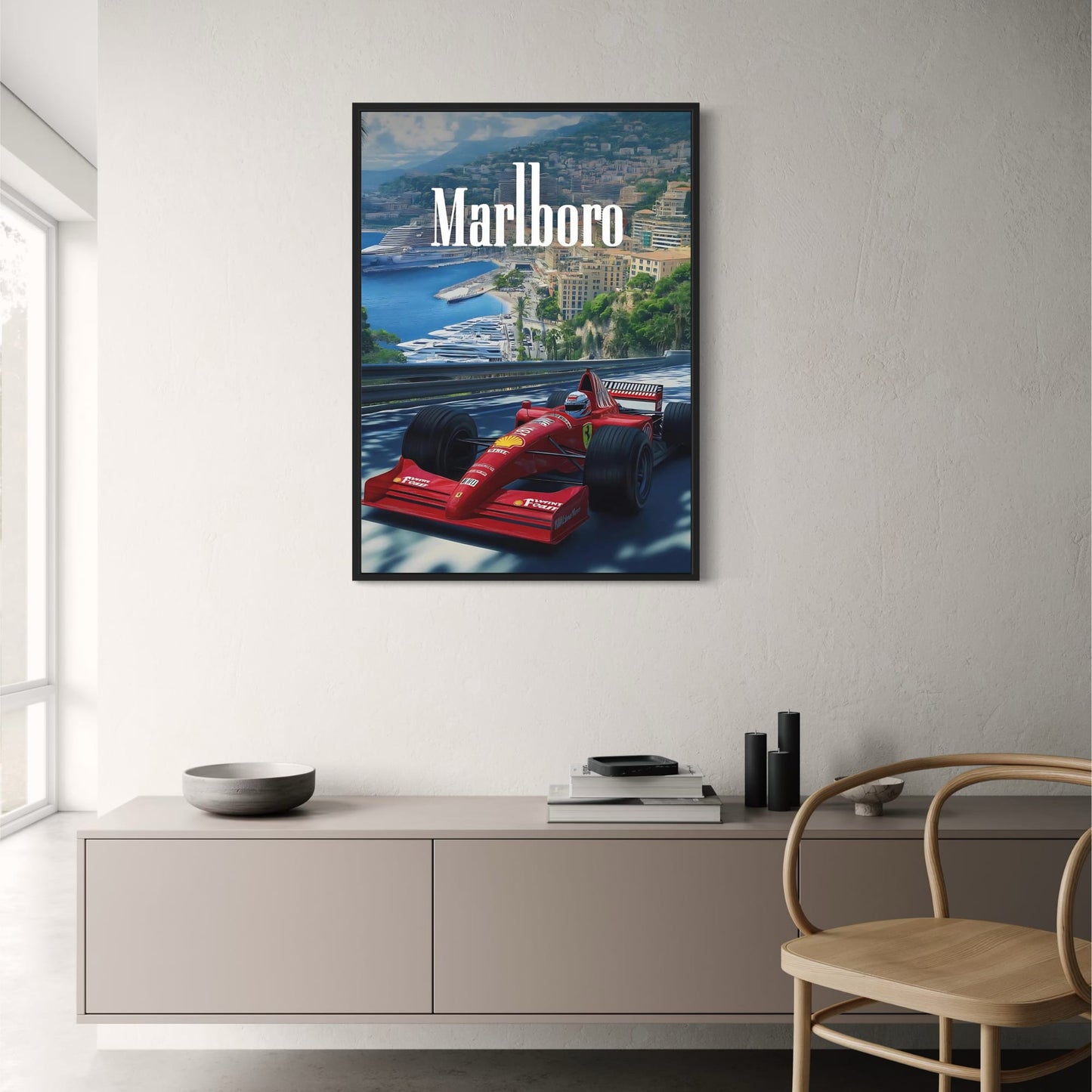 Vintage Formel 1 | Großer Preis von Monaco | F1-Rennplakat | Ferrari F310B | Michael Schumacher | Marina von Monte Carlo
