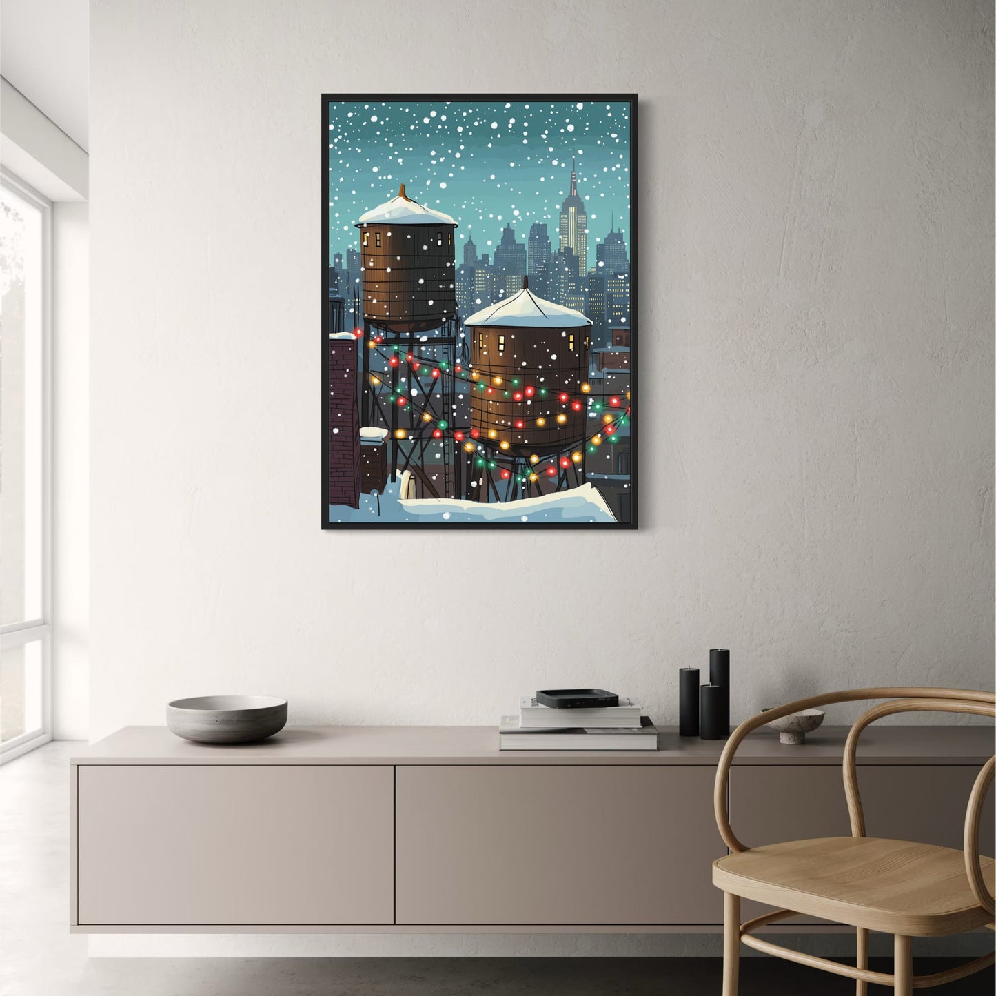Winter Cityscape | Snowy Night | Holiday Lights