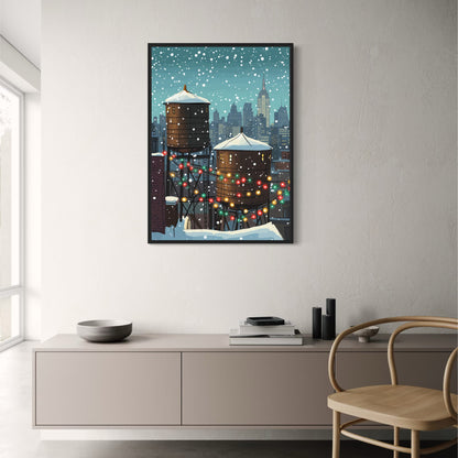Winter Cityscape | Snowy Night | Holiday Lights