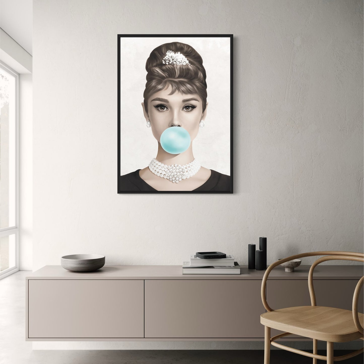 Audrey Hepburn | Vintage Pop Kunst | Zwart & Wit Retro Glamour