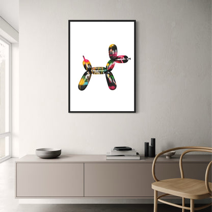 Pop-Art-Poster mit Ballonhund | Abstrakte, lustige Wanddekoration | Moderne Leinwand für Zuhause und Badezimmer | Wandbild