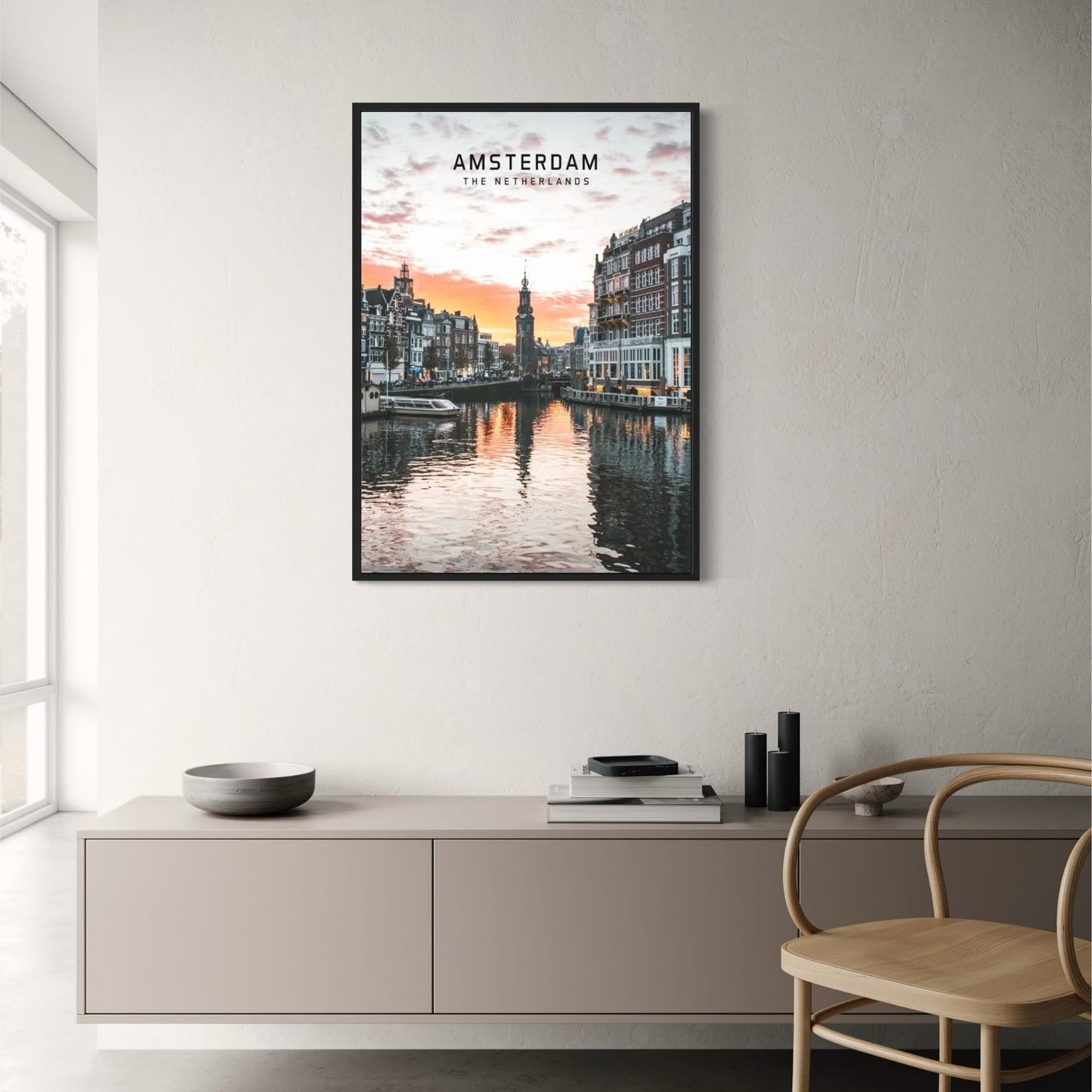 Canals of Amsterdam Poster | The Netherlands Scenic Art | Beautiful European Cities | Wall Decor Artwork
