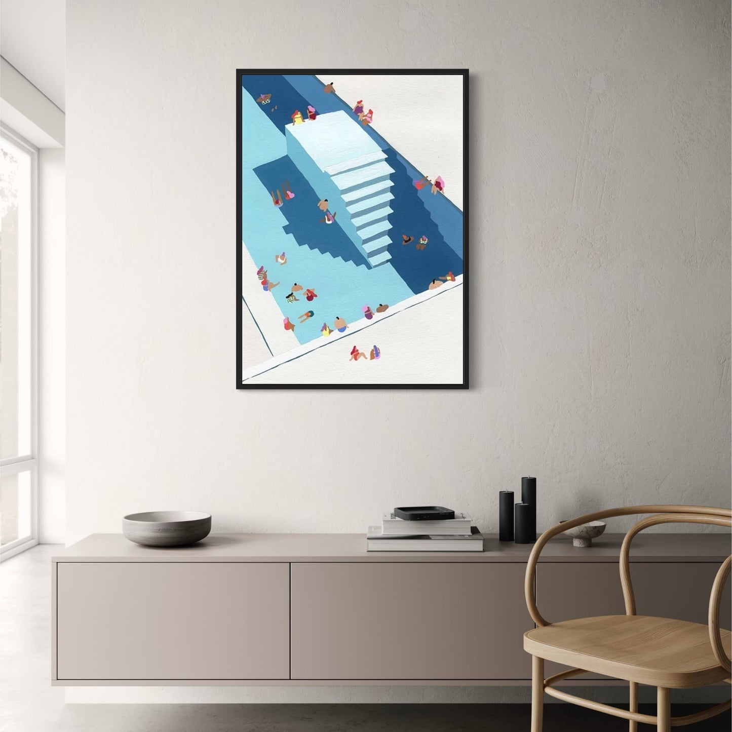 Stairway to Blue Poster | Abstract Art Print | Home Wall Decor | Modern Interior Design | High-Quality Visual Artwork | Blue Tones