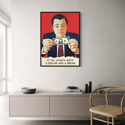 Poster „The Wolf of Wall Street“ | Leinwandbild mit Leonardo DiCaprio | Klassische Filmkunst | Wohnzimmerdekor | Wanddrucke für Zuhause