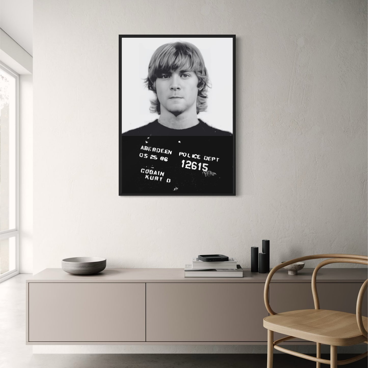 Kurt Cobains Polizeifoto | Grunge Schwarzweiß