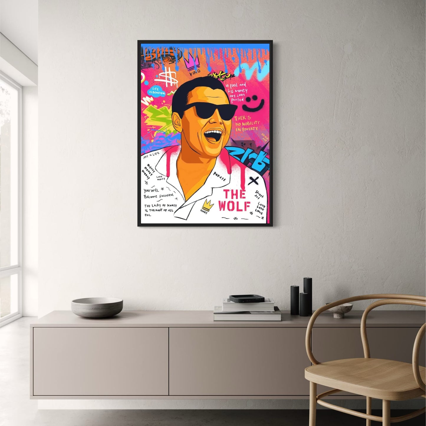 Poster „The Wolf of Wall Street“ | Kunstwerk von Leonardo DiCaprio | Leinwandbild | Filmdruck | Heimdekoration