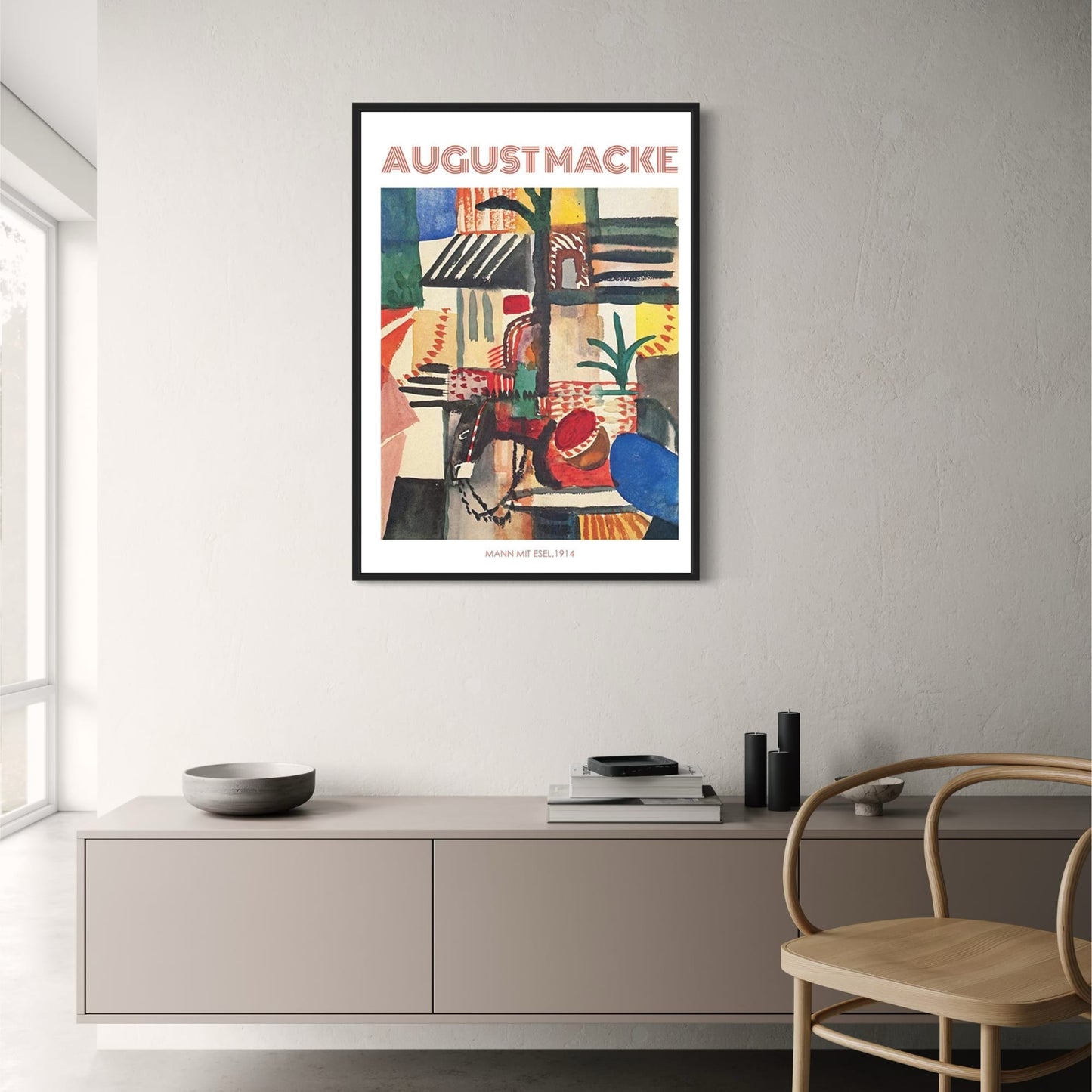 August Macke | Poster „Mann mit Esel“ von 1914 | Expressionistischer Vintage-Kunstdruck | Wanddekoration für Zuhause und Büro | Reproduktion klassischer Kunstwerke