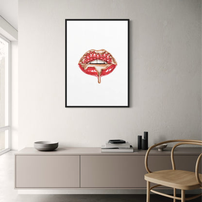 Red Glitter Lips | Glam Wall Art