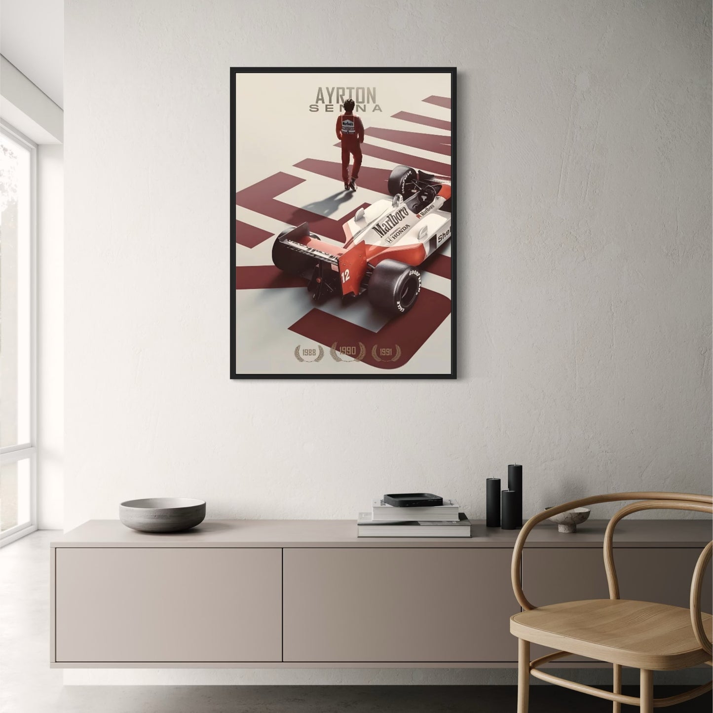 Poster der Rennsportlegende Ayrton Senna | Kunstwerk zur Heimdekoration | Wohnzimmer | Schlafzimmer | Eingang | Bar | Café
