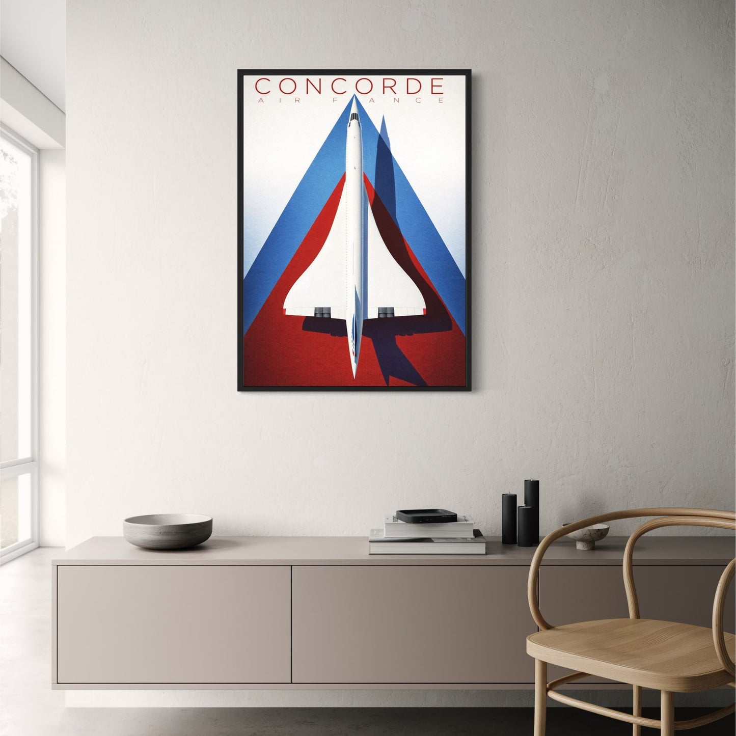Vintage Concorde Jet | Retro Aviation | Geometric Red Blue Design