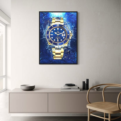 Graffiti Stijl | Blauwe Gouden Rolex Submariner Ontwerp