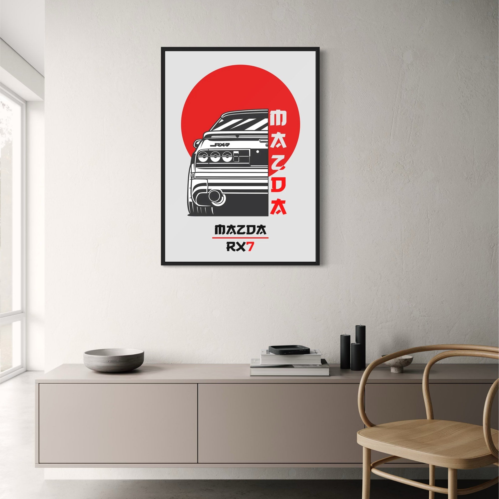 Mazda RX7 Sports Car Poster | Japanese Import Car Art Print