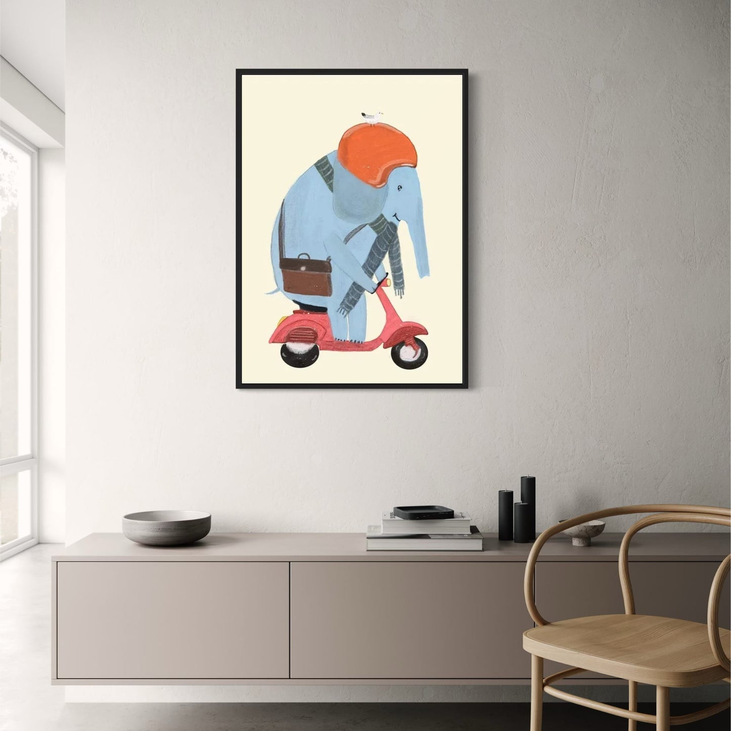 Elephant's Scooter | Whimsical Animal Art