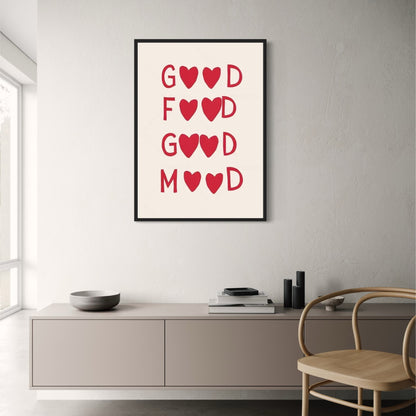 Goed Eten Goed Humeur | Minimalistische Keuken Kunst | Zwart & Wit