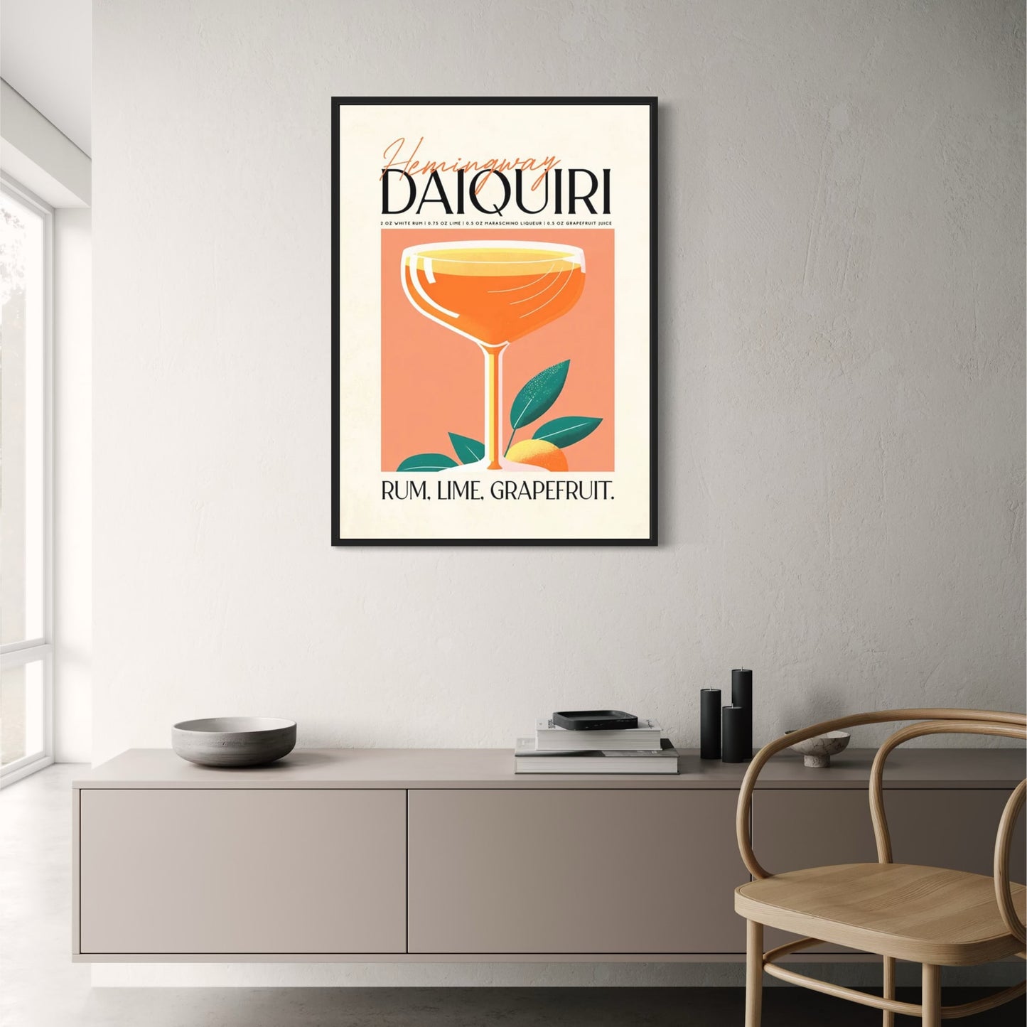 Daiquiri Cocktail Art Print | Retro Party Vibes | Kitchen & Bar Decor | Decorative Wall Poster | Vintage Style Drink Illustration