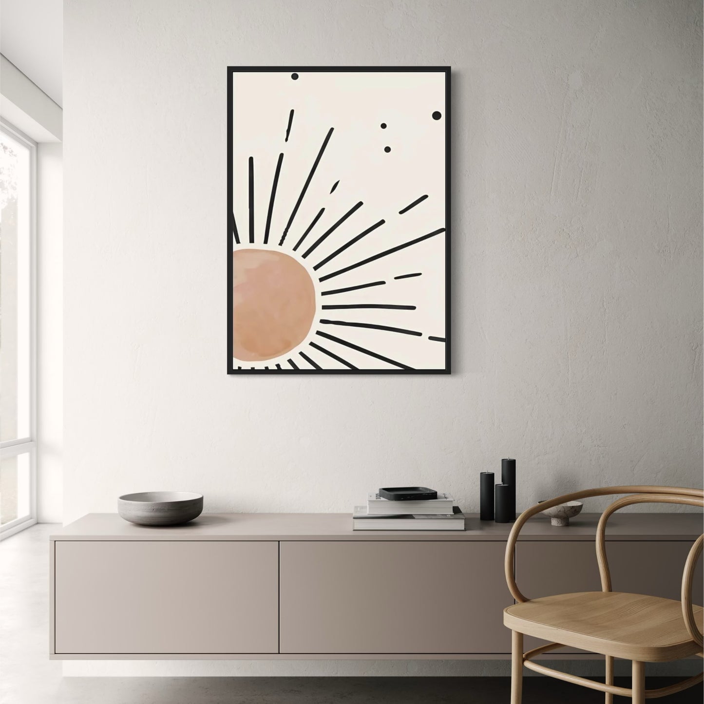 Minimalistisches Sonnenstrahlenmuster | Strahlendes, modernes Sonnendesign