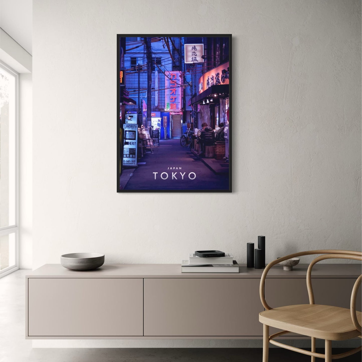 Straßenstimmung bei Nacht | Tokio | Neonlichter und Stadtleben | Urbane japanische Ästhetik | Poster zur japanischen Architektur