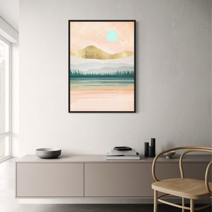 Abstraktes Landschaftsposter | Kunstdruck „Cloudy Mornings“ | Wanddekoration | Kunstwerk für Haus und Garten