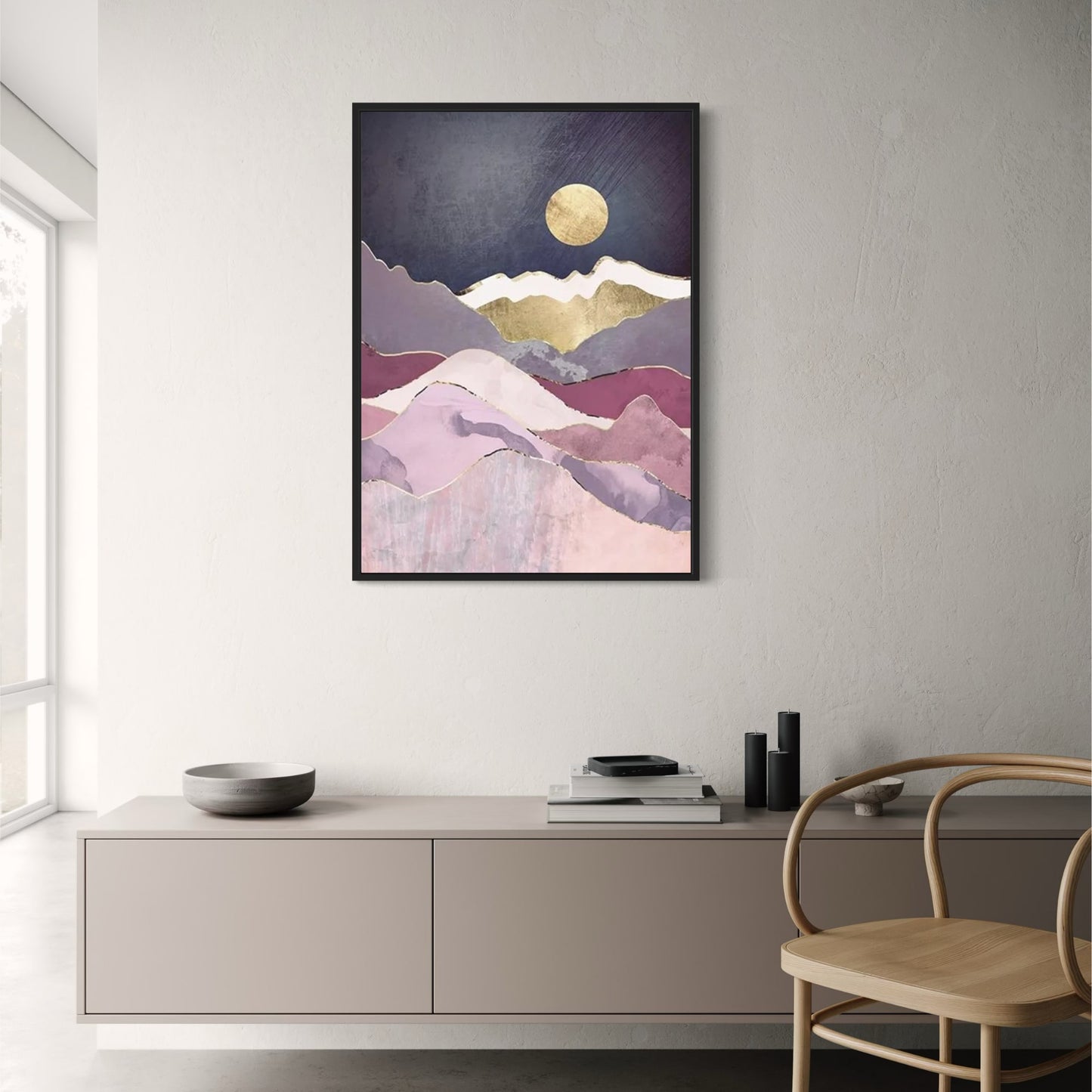 Abstraktes Landschaftsposter | Goldene Töne | Künstlerische Wohndekor-Wandkunst | Premium-Qualität | Moderne visuelle Kunstwerke